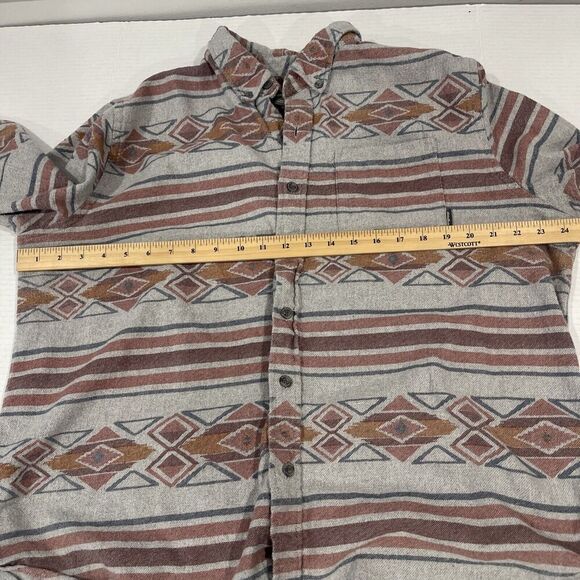 Eddie Bauer Flannel Shirt Men XL Aztec Gray Southwestern Button Down Grey Pocket - Picture 9 of 13